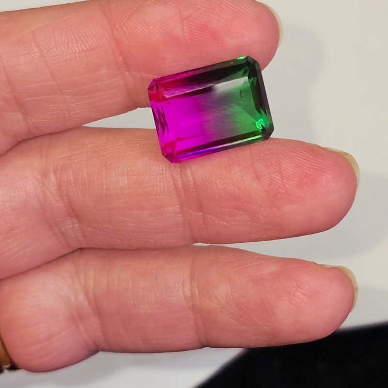 Gradient Glass Faceted Doublet 12x16mm Emerald Cut