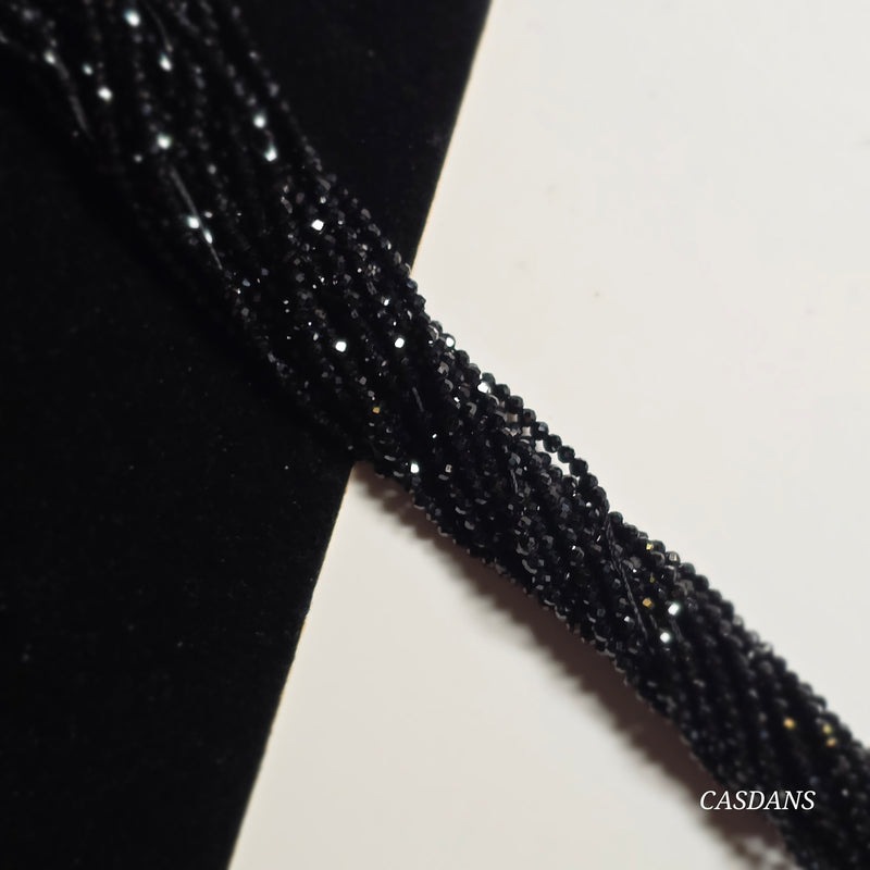 Black Spinel 2mm Faceted Round Beads