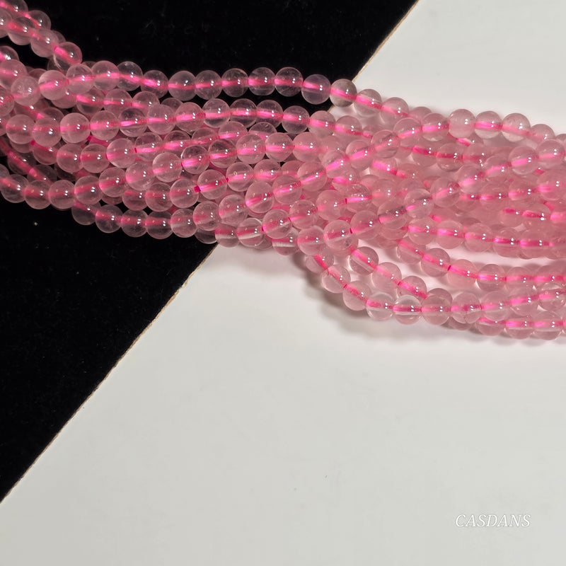 Light Rose Quartz 3mm Smooth Round Beads