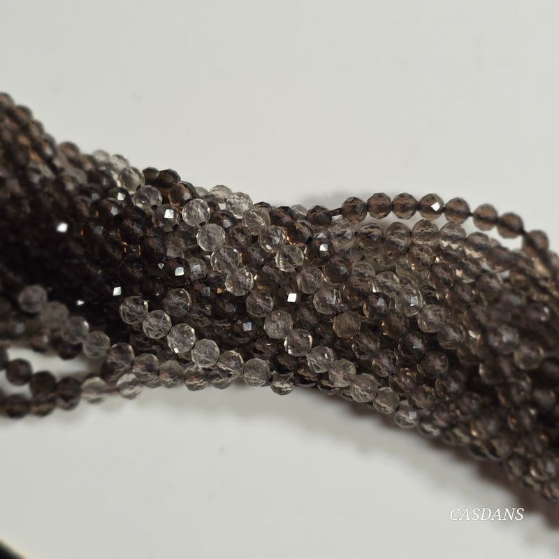 Smokey Quartz 2mm Faceted Round Beads