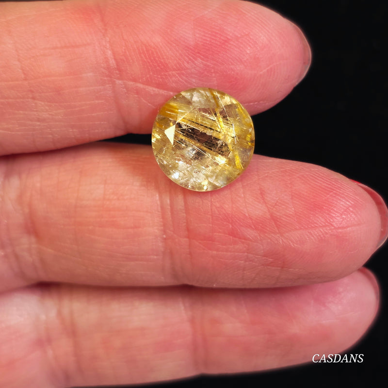 Gold Rutile Quartz 12mm Round Facet