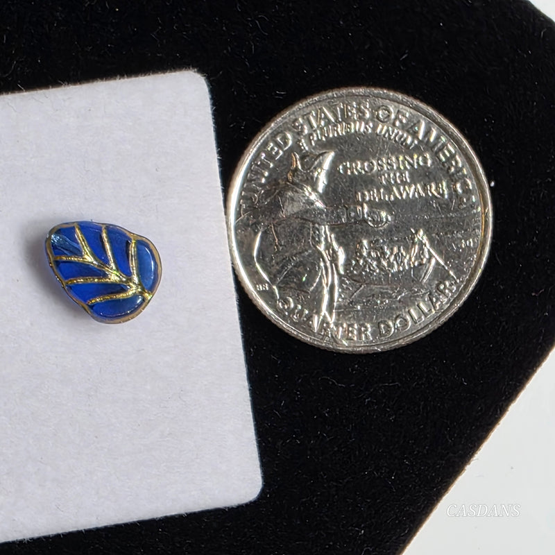 Czech Glass Leaf Bead 8x10mm - Blue