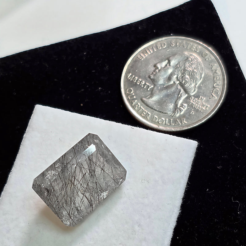 Black Rutile Quartz 10x14mm Emerald Cut Facet