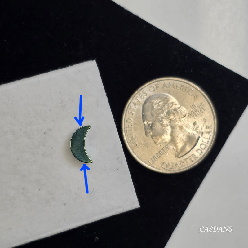 Vertical Drilled Green Coated Hematite Moon Bead