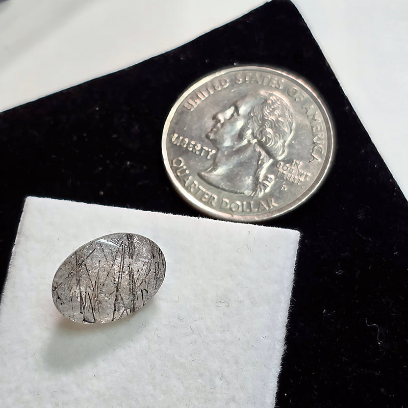 Black Rutile Quartz 10x14mm Oval Facet