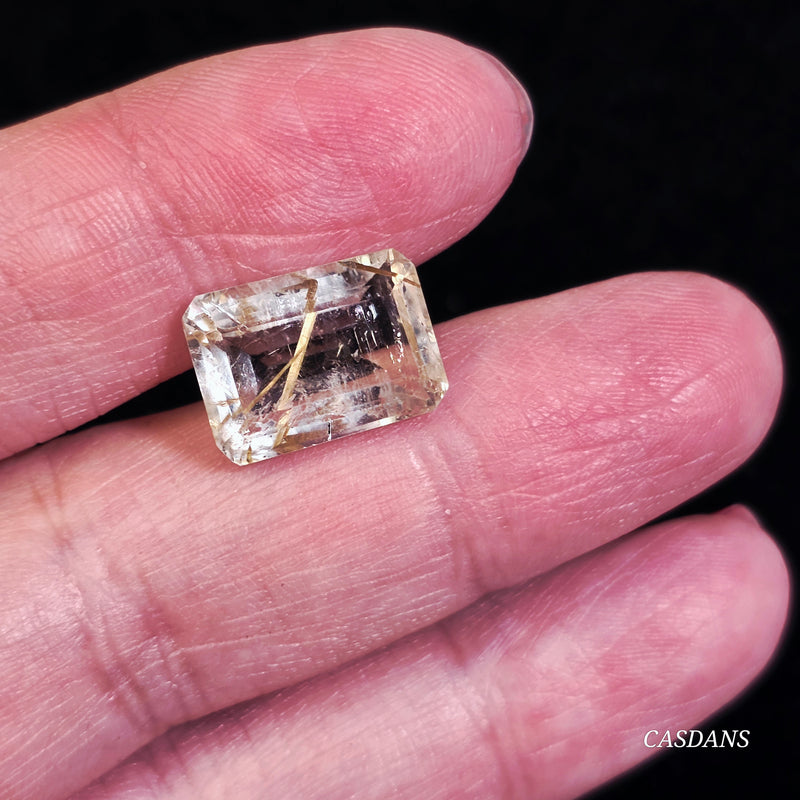 Gold Rutile Quartz 10x14mm Emerald Cut Facet