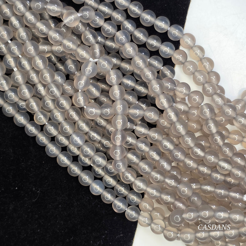 Grey Agate 4-5mm Smooth Round Beads
