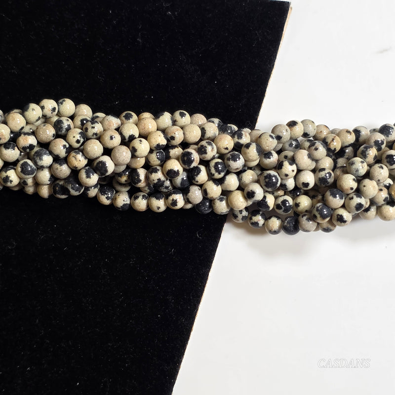 Dalmation Jasper 3mm Smooth Round Beads