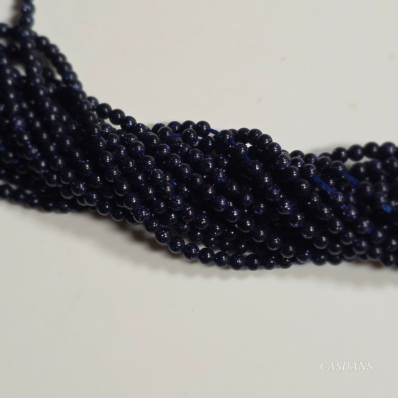 Blue Goldstone 2mm Smooth Round Beads