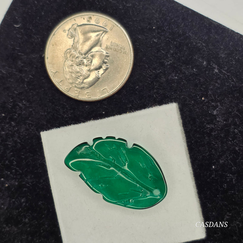 16x27mm Glass Leaf Bead - Viridian