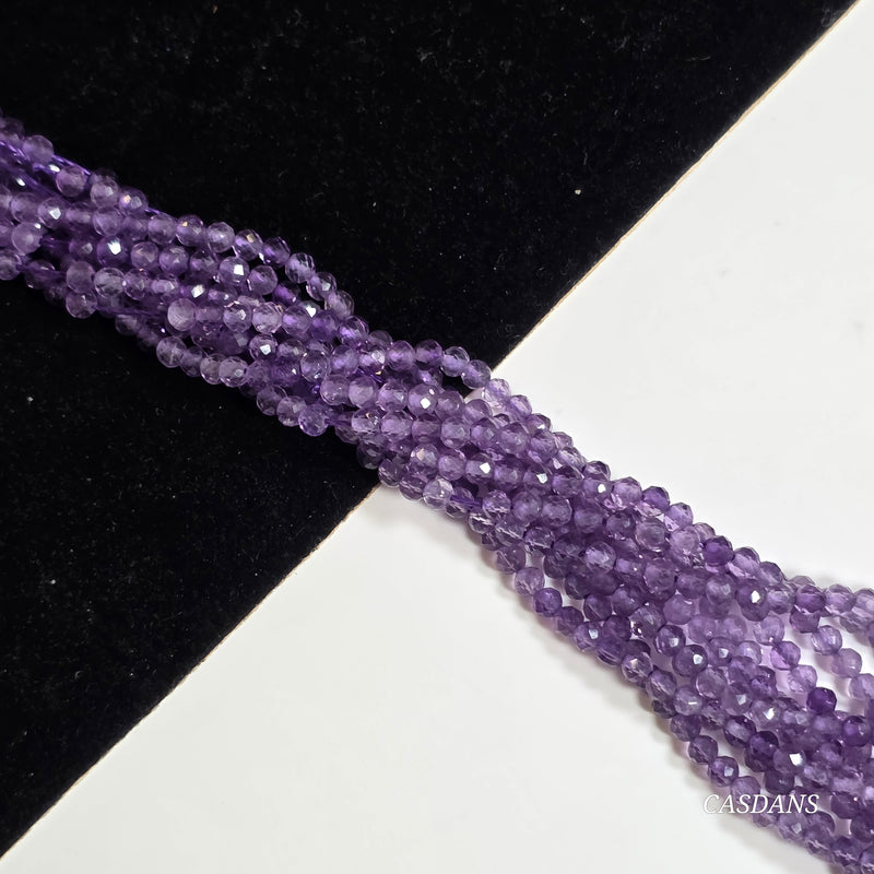 Amethyst 2.5mm Faceted Round Beads