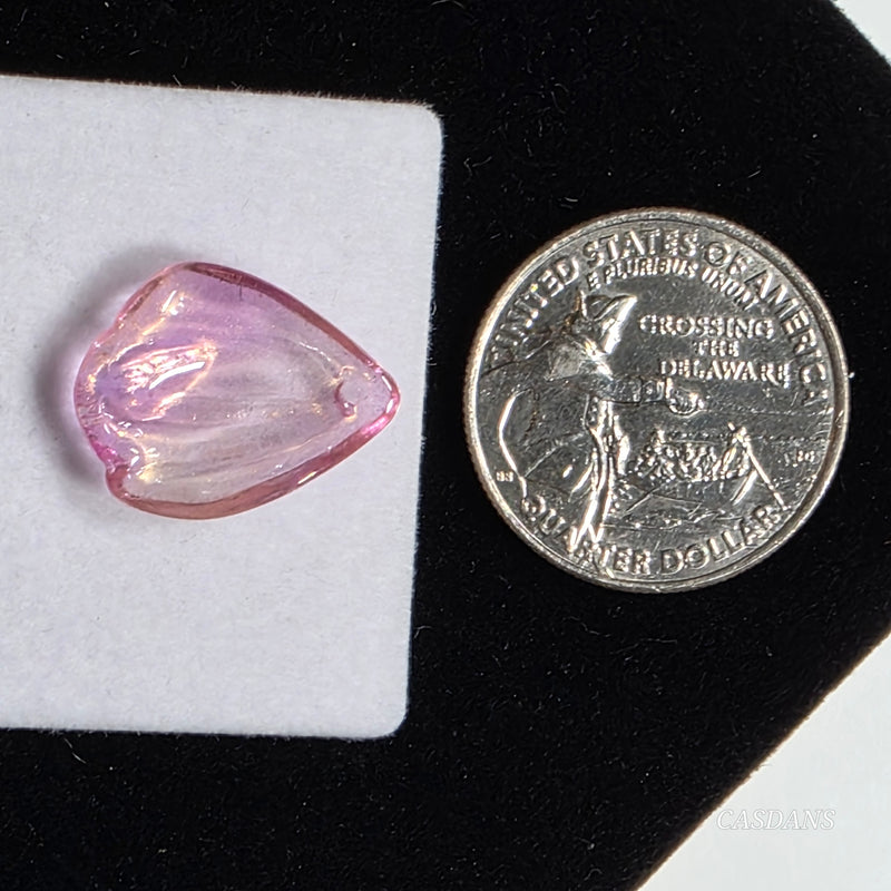 Lampwork Glass Flower Petal Bead 15x19mm - Pink