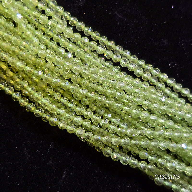 Peridot 2mm Faceted Round Beads