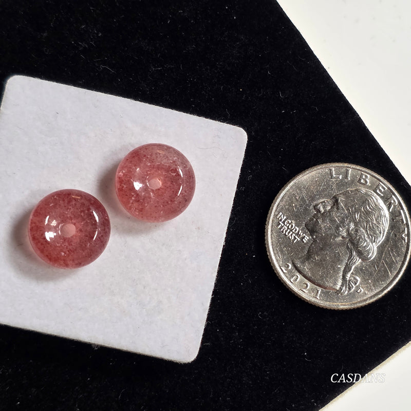 2 Pieces, 12mm Strawberry Quartz Donut