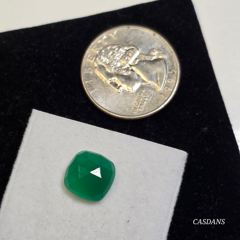 Green Onyx 10mm Cushion Rosecut Cabochon