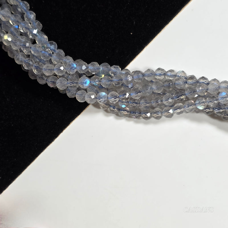 Labradorite 3mm Faceted Round Beads