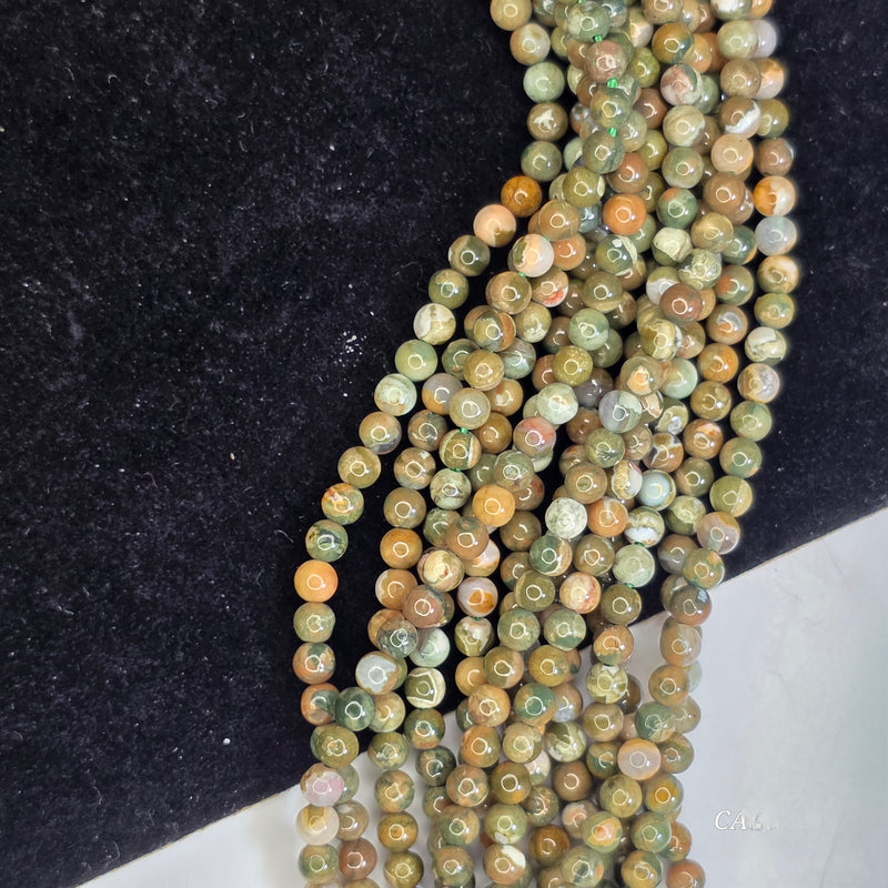 Rainforest Rhyolite 3mm Smooth Round Bead