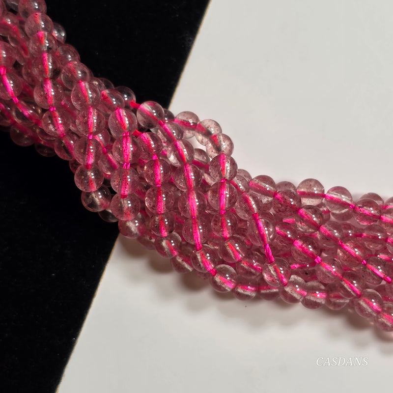 Light Strawberry Quartz 3mm Smooth Round Beads