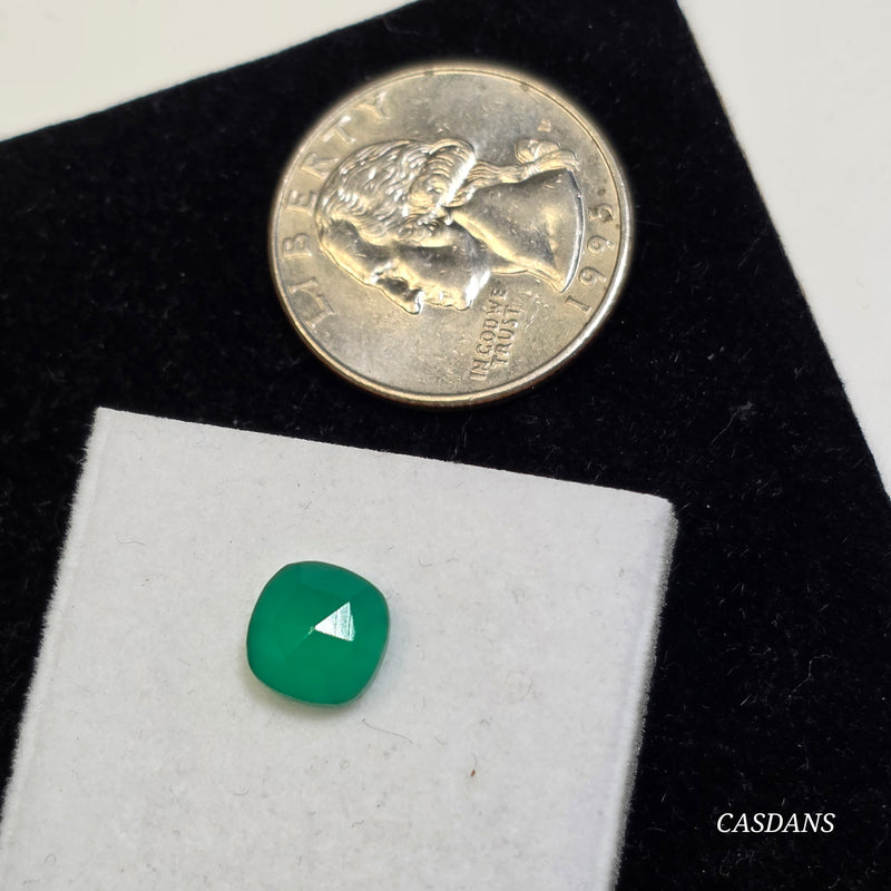Green Onyx 8mm Cushion Rosecut Cabochon