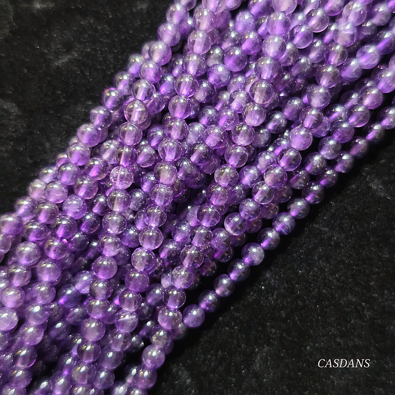 Amethyst 3mm Smooth Round Beads