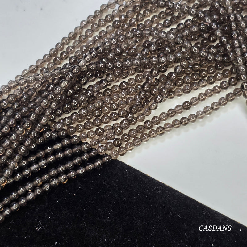 Smokey Quartz 3mm Smooth Round Bead