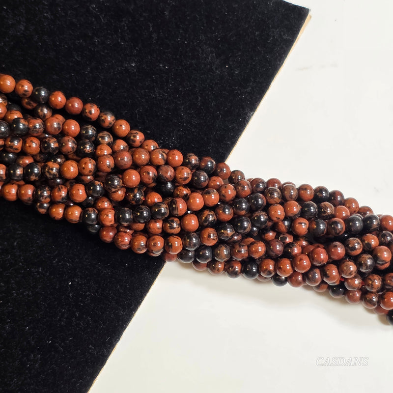 Mahogany Obsidian 3mm Smooth Round Beads