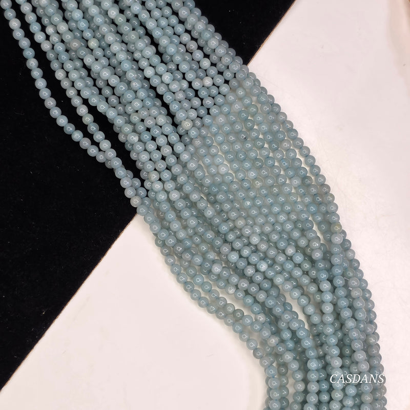 Caribbean Blue Calcite 2mm Smooth Round Bead