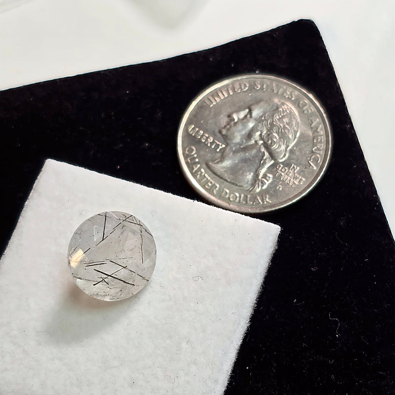 Black Rutile Quartz 12mm Round Facet