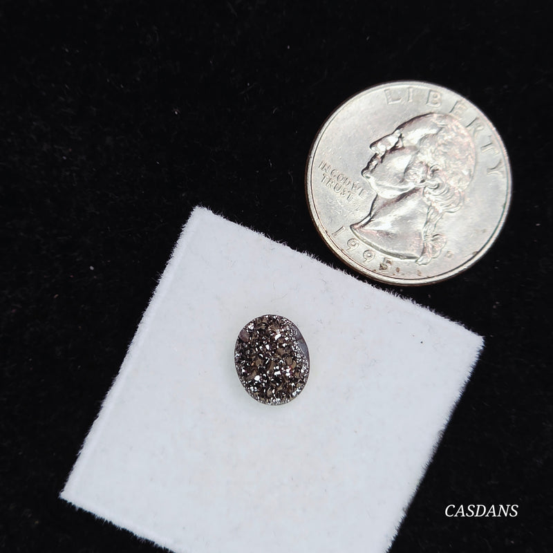 Druzy Agate 8x10mm Oval Cabochon (Dark) (Titanium Coated)