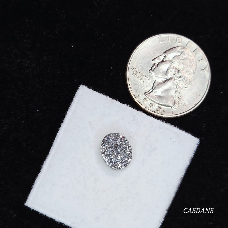 Druzy Agate 8x10mm Oval Cabochon (Light) (Titanium Coated)