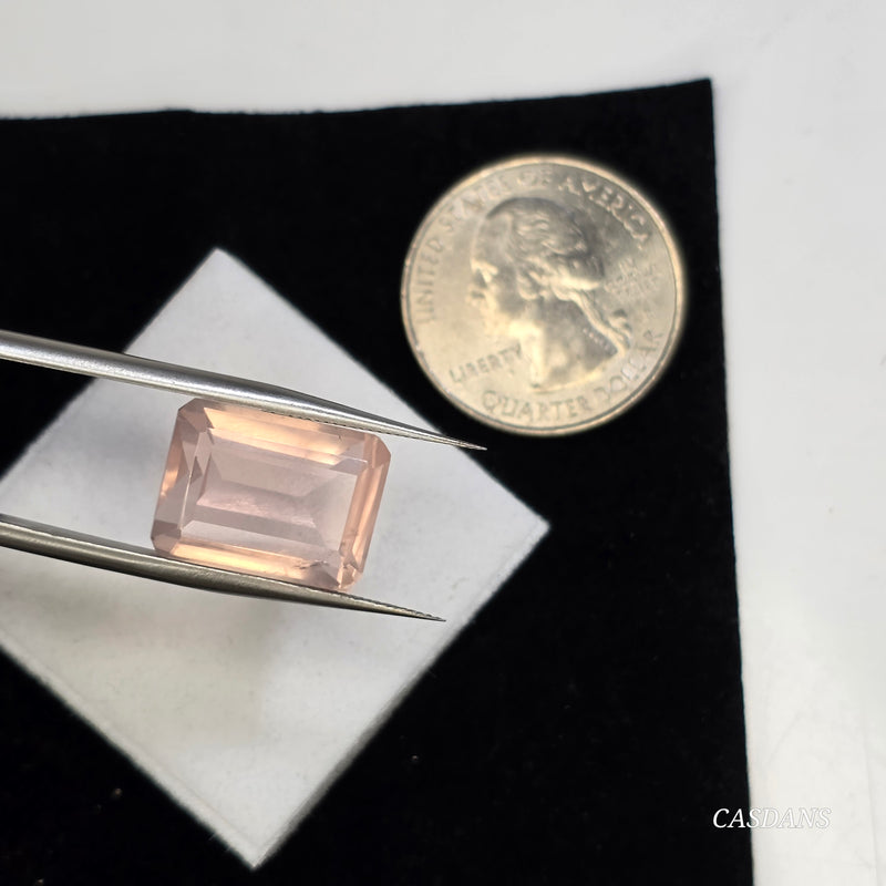 Rose Quartz 12X16mm Emerald Cut Facet - Calibrated