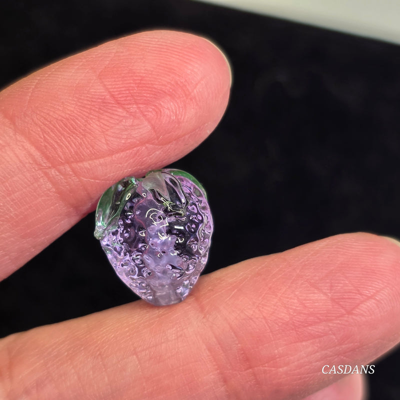 Lampwork Glass Strawberry Bead 13x15mm - Purple