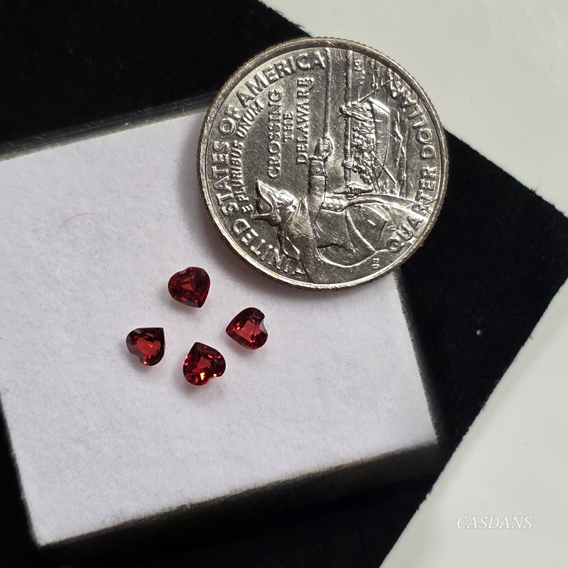 4 Pieces, Calibrated 3mm Heart Garnet Facets