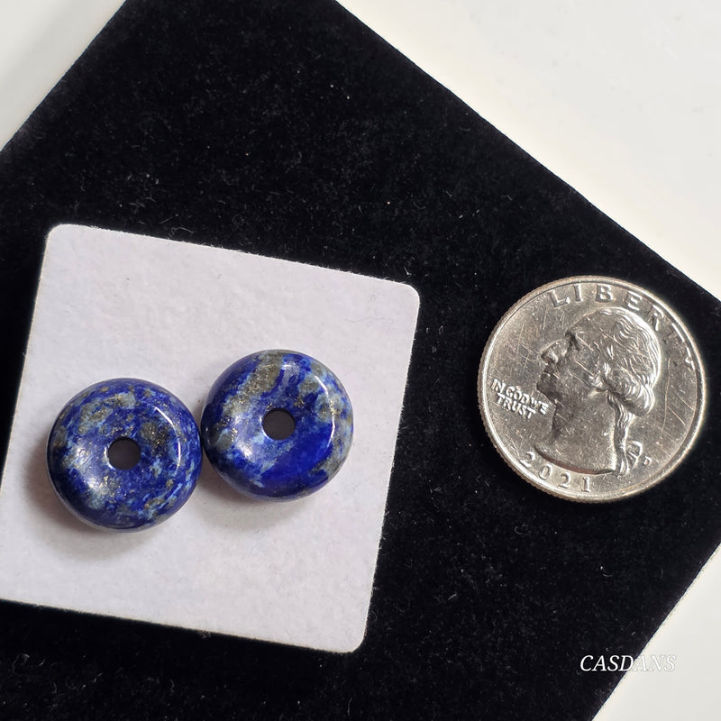 2 Pieces, 15mm Lapis Lazuli Donut