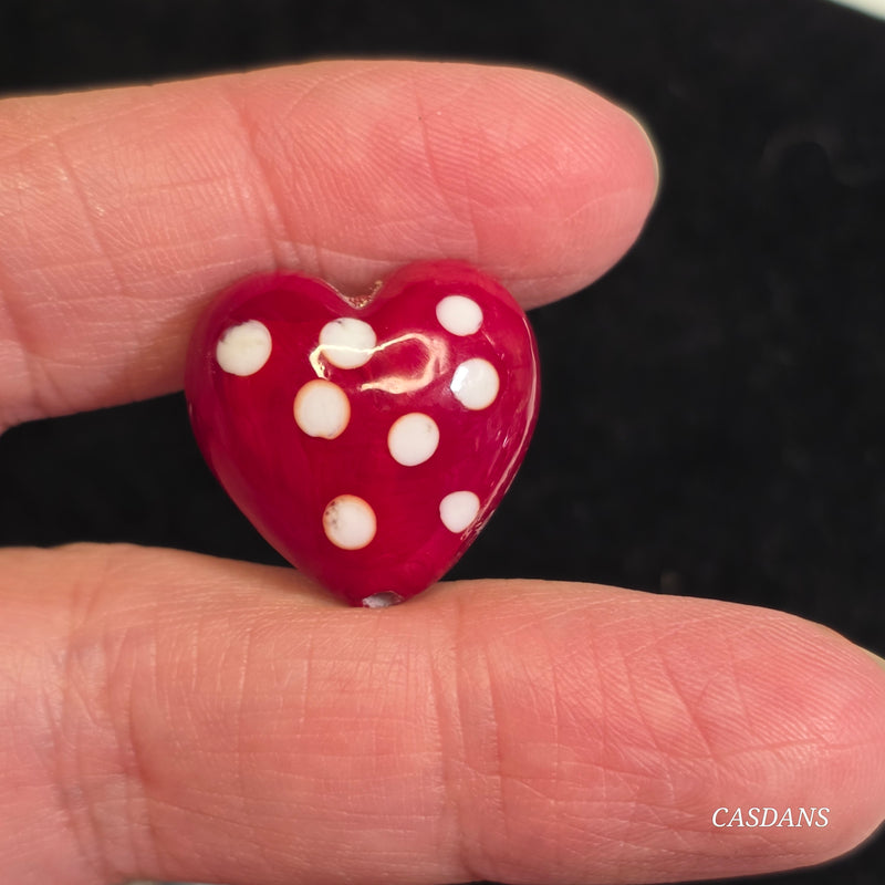 Lampwork Red Glass Heart Bead 20mm
