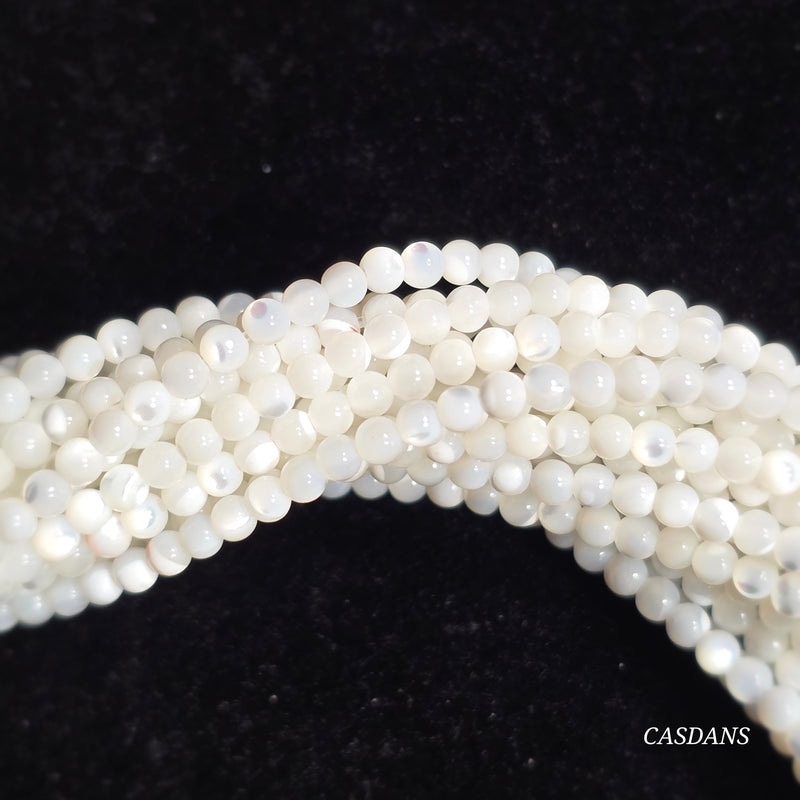 White Shell 2mm Smooth Round Beads