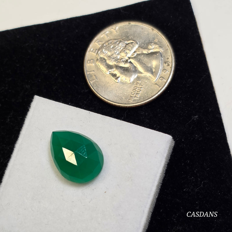 Green Onyx 11x15mm Pear Rosecut Cabochon