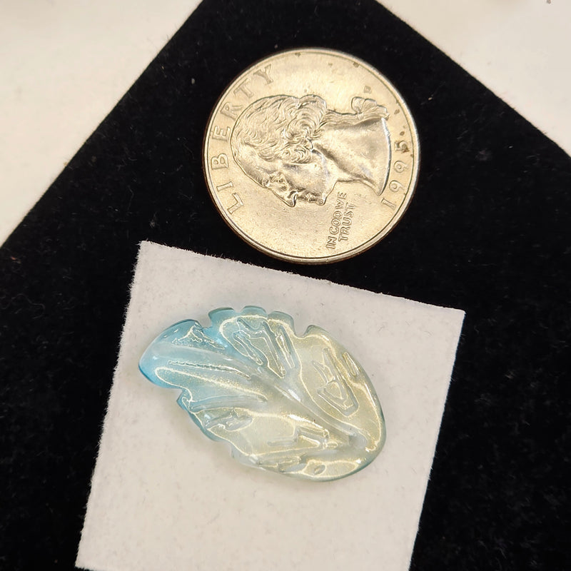 16x27mm Glass Leaf Bead - Gilded Glacier