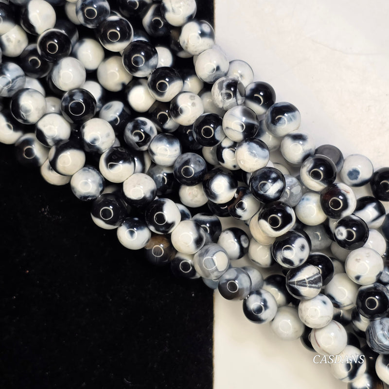 Orca Agate 6mm Smooth Round Beads