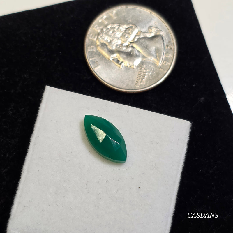Green Onyx 7x14mm Marquis Rosecut Cabochon