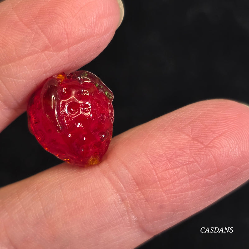 Lampwork Glass Strawberry Bead 13x15mm - Red