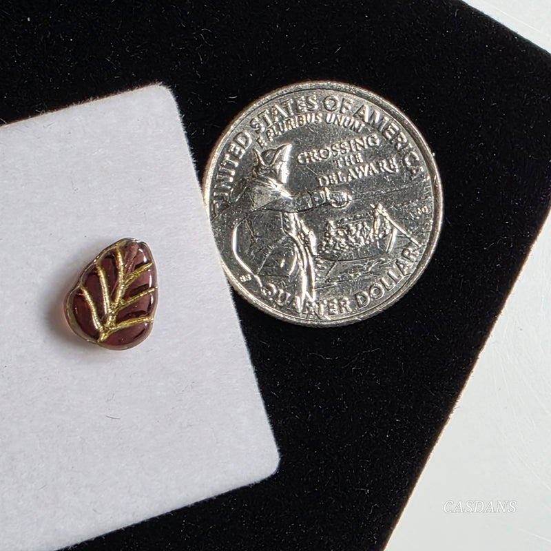 Czech Glass Leaf Bead 8x10mm - Wine