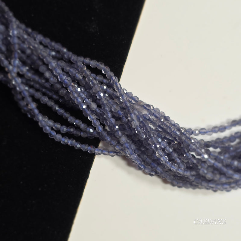 iolite 2mm Faceted Round Beads