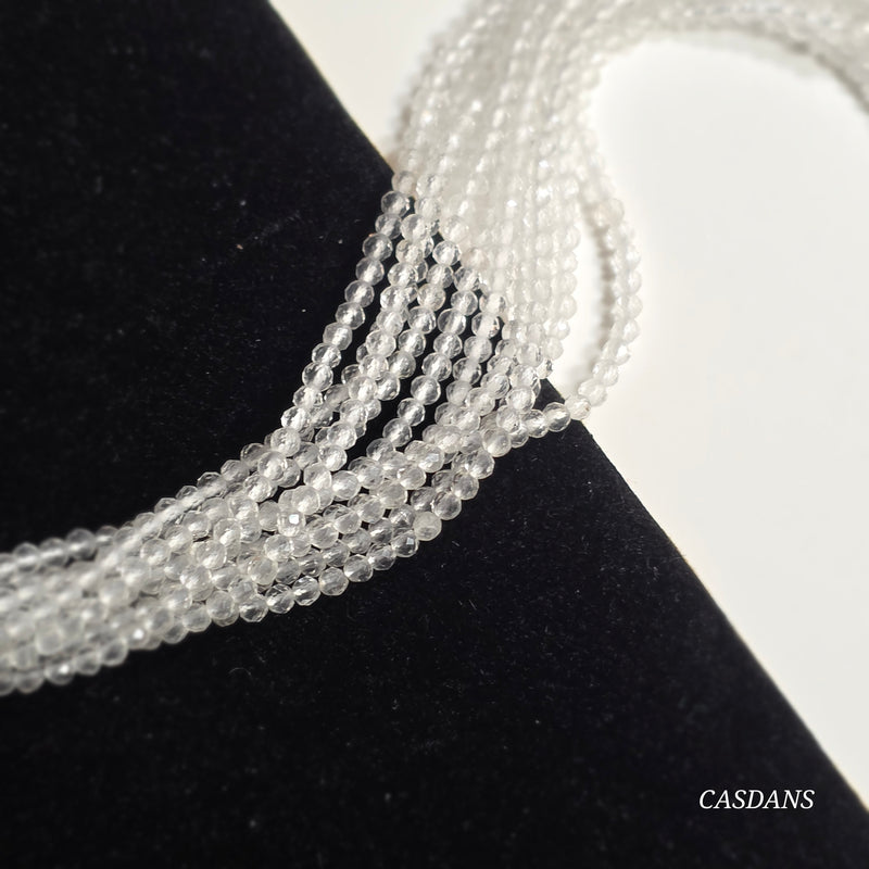 Clear Quartz 2mm Faceted Round Beads