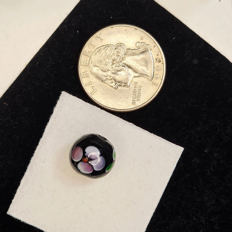 12mm Lampwork Bead - Black A