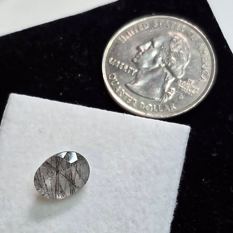 Black Rutile Quartz 8x10mm Oval Facet