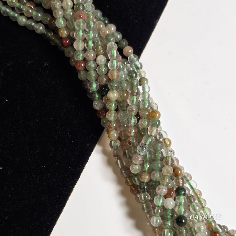 Mixed Rutilated Quartz 3mm Smooth Round Beads