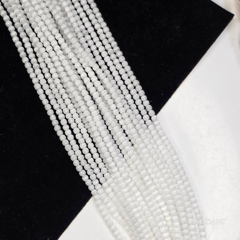 Satin Spar ( Selenite ) 2mm Smooth Round Bead