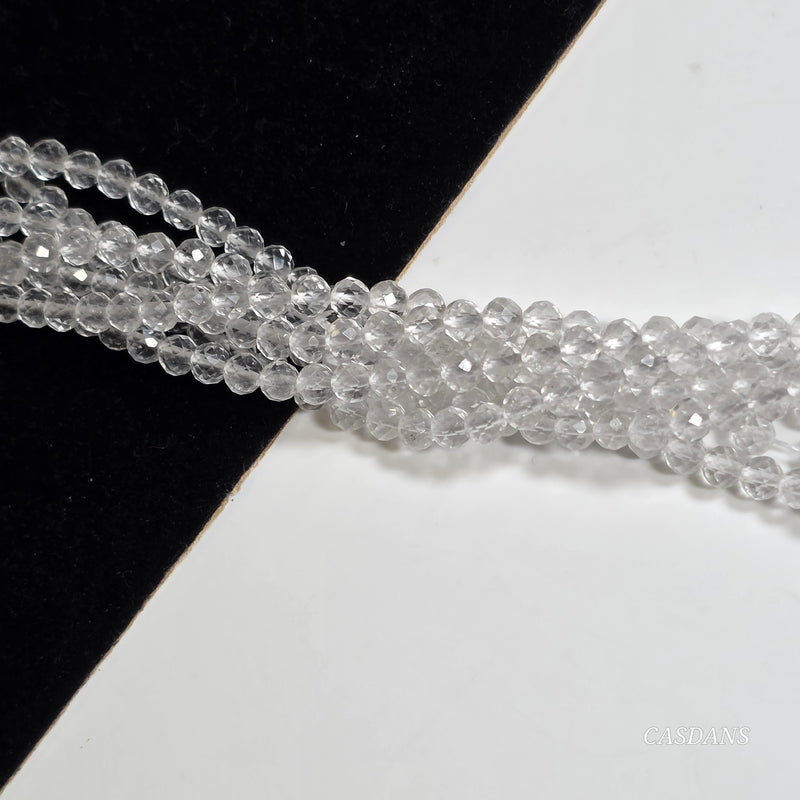 Clear Quartz 3mm Faceted Round Beads
