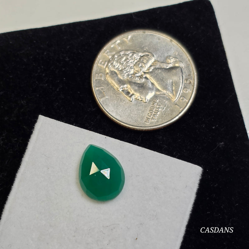 Green Onyx 9x12mm Pear Rosecut Cabochon